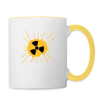 atomic symbol radioactive warning caution note - Contrasting Mug - white/yellow - Right