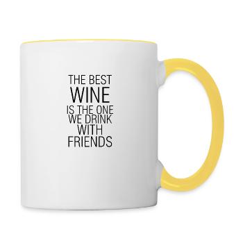 Wein | Vino Freunde Alkohol trinken Geschenkidee - Tasse zweifarbig - Weiß/Gelb - Rechts