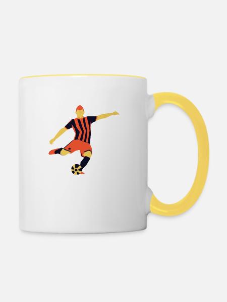Fussballspieler - Tasse zweifarbig - Weiß/Gelb
