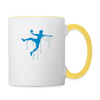 eis schmelzen tropfen graffiti farbe spray silhoue - Tasse zweifarbig - Weiß/Gelb - Rechts