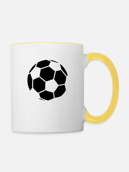 Soccer Pattern - Tasse zweifarbig - Weiß/Gelb