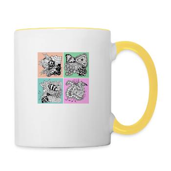 Zentangle pattern patterncontest - Contrasting Mug - white/yellow - Right