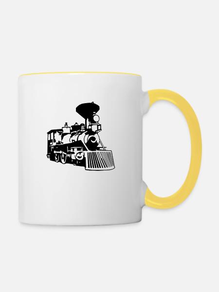 Dampflokomotive - Tasse zweifarbig - Weiß/Gelb