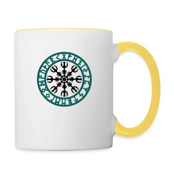Rune magic Aegishjalmur, Helm of Awe - Contrasting Mug - white/yellow - Right