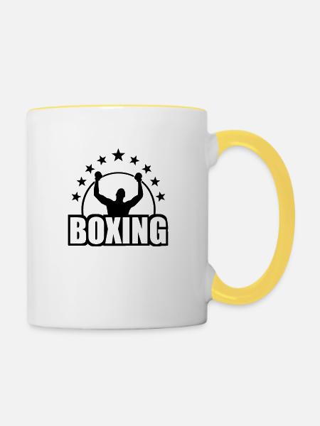 boxing - Tasse zweifarbig - Weiß/Gelb