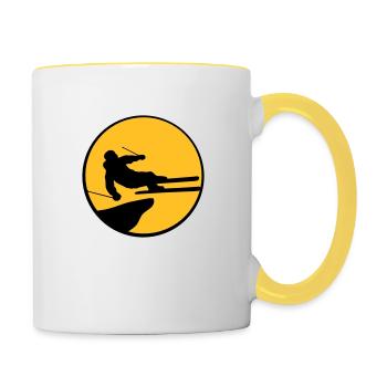 jump jump stunt trick cliff high fli - Contrasting Mug - white/yellow - Right