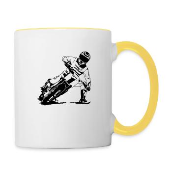 Flat Track Racer - Speedway - Tasse zweifarbig - Weiß/Gelb - Rechts