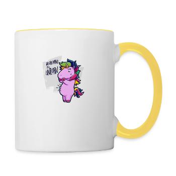 Unicorn Pregnancy Gift Horn Children - Contrasting Mug - white/yellow - Right
