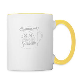 Tasse Explorer Becher Camping Geschenk - Tasse zweifarbig - Weiß/Gelb - Rechts