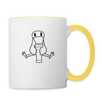 drinking beer drinking alcohol thirsty drunk glass m - Contrasting Mug - white/yellow - Right