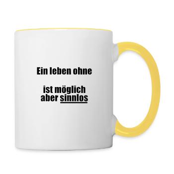 Ein Leben ohne CAMPING Geschenk Geschenkidee - Tasse zweifarbig - Weiß/Gelb - Rechts
