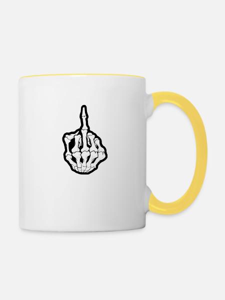 Hand - Tasse zweifarbig - Weiß/Gelb