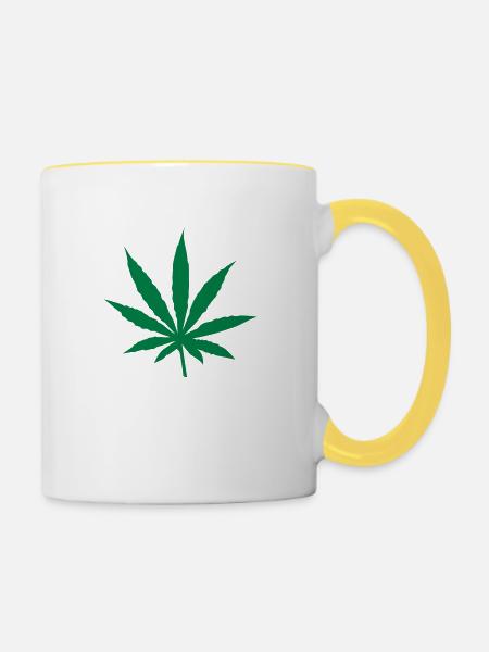 Cannabis - Tasse zweifarbig - Weiß/Gelb