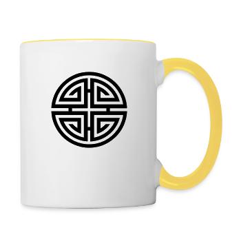 Four blessings, Chinese Good Luck Symbol, Charms - Contrasting Mug - white/yellow - Right