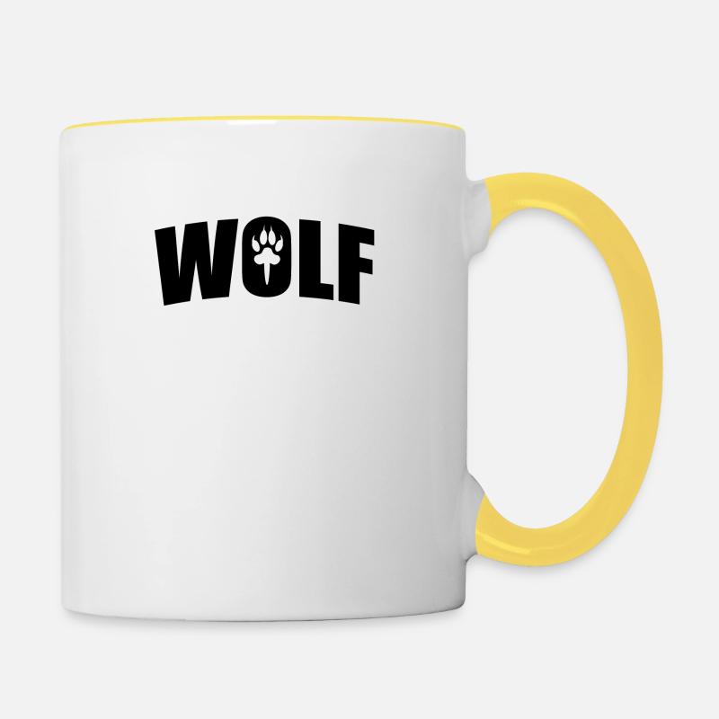 Wolf - Contrasting Mug - white/yellow