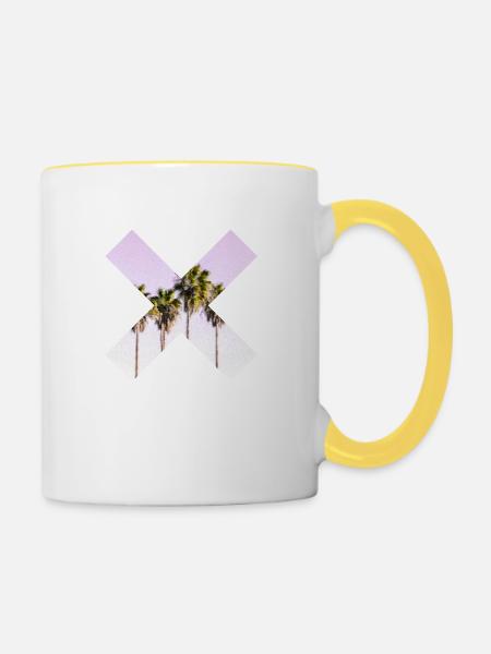 X Palm - Tasse zweifarbig - Weiß/Gelb