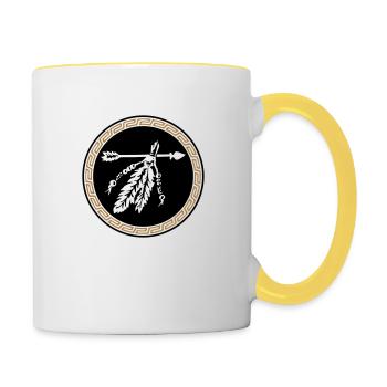 Pfeil mit Federn, Indianisches Schutzsymbol, - Tasse zweifarbig - Weiß/Gelb - Rechts