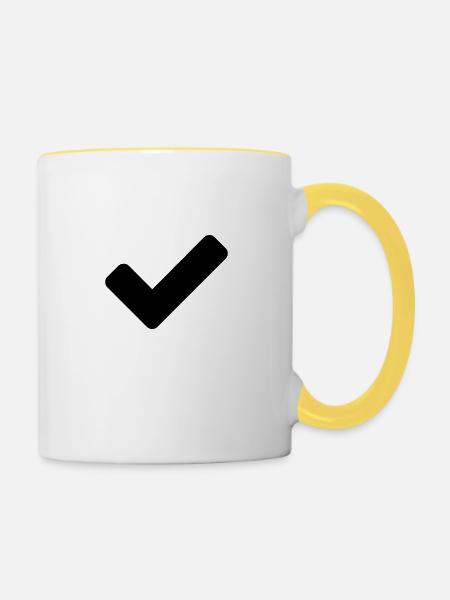 Check - Tasse zweifarbig - Weiß/Gelb