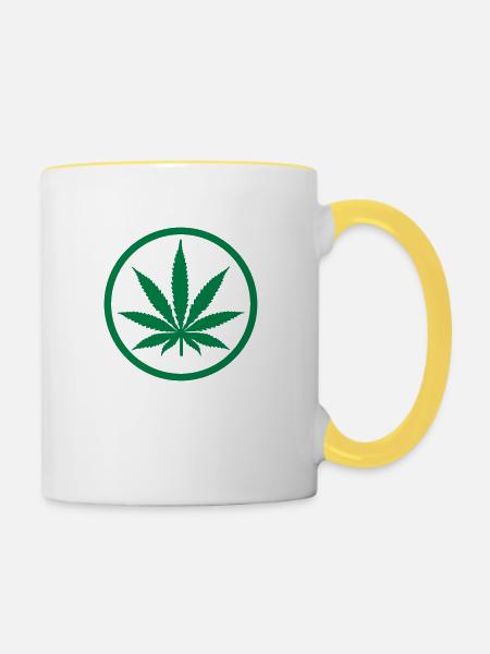 Marihuana - Tasse zweifarbig - Weiß/Gelb