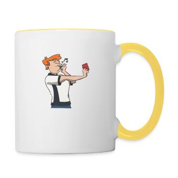 Carton rouge d'arbitre de football - Mug contrasté - blanc/jaune - Droite