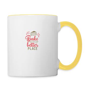 Cadeau de cuisson drôle dire gâteau - Mug contrasté - blanc/jaune - Droite