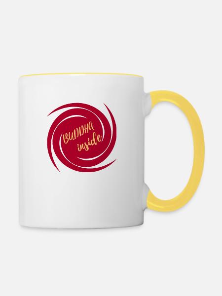 buddha inside - Tasse zweifarbig - Weiß/Gelb