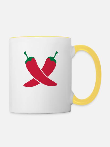 Chili - Tasse zweifarbig - Weiß/Gelb