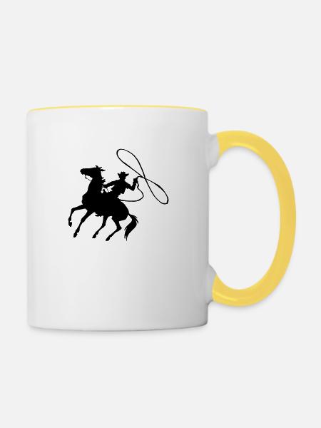 Cowboy - Tasse zweifarbig - Weiß/Gelb