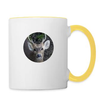 Reh Rehkitz Hirsch Hirsche Rentier - Tasse zweifarbig - Weiß/Gelb - Rechts