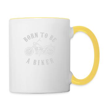 Born To Be A Biker Motorrad - Tasse zweifarbig - Weiß/Gelb - Rechts