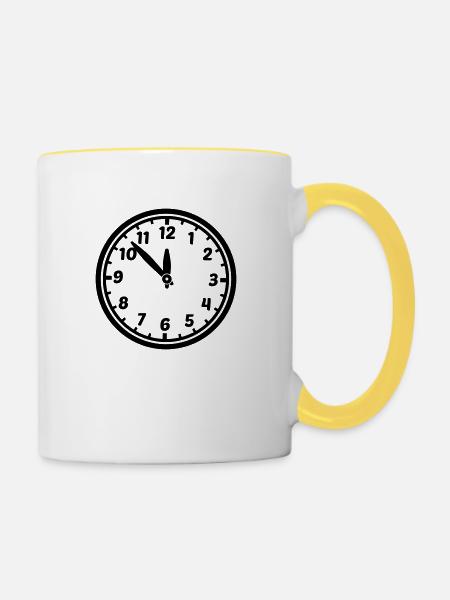 uhr_f1 - Tasse zweifarbig - Weiß/Gelb