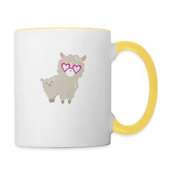 LLAMA - Mug contrasté - blanc/jaune - Droite