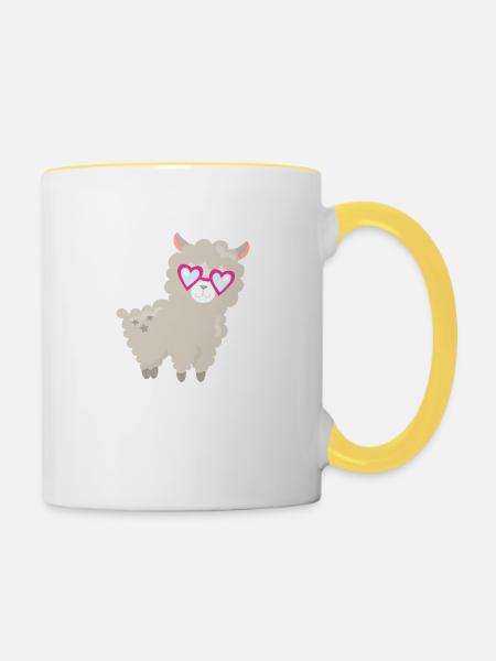 LLAMA - Tasse zweifarbig - Weiß/Gelb