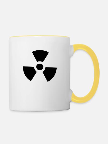 Atom nukleares radioaktives Atomsymbol - Tasse zweifarbig - Weiß/Gelb