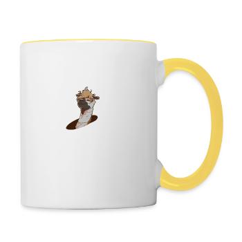 Alpaka Kaffee Frühstück Tropfen Seele Entspannung - Tasse zweifarbig - Weiß/Gelb - Rechts