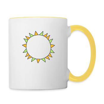 colorful garland circle ring round frame party dekora - Contrasting Mug - white/yellow - Right