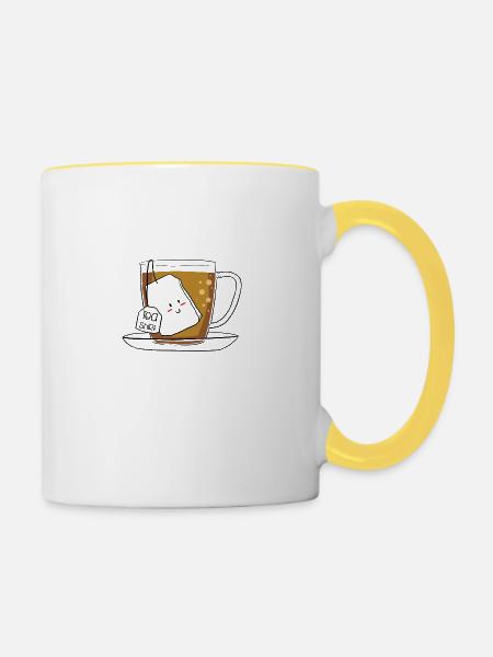 Tee - Tasse zweifarbig - Weiß/Gelb