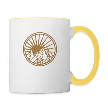 or montagnes cercle rond logo soleil haute montagne - Mug contrasté - blanc/jaune - Droite