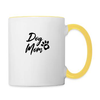 Chien maman - Mug contrasté - blanc/jaune - Droite