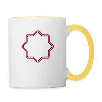 étoile rouge bordée cadre texte champ écrire n - Mug contrasté - blanc/jaune - Droite