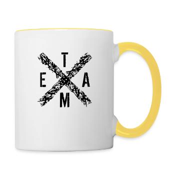 team x kreuz member crew verein freunde party trup - Contrasting Mug - white/yellow - Right