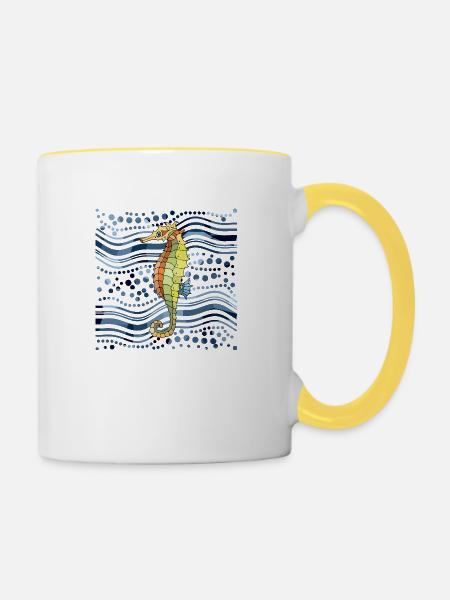 Seepferdchen - Tasse zweifarbig - Weiß/Gelb