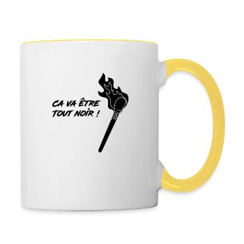 ca va etre tout noir - Mug contrasté - blanc/jaune - Droite