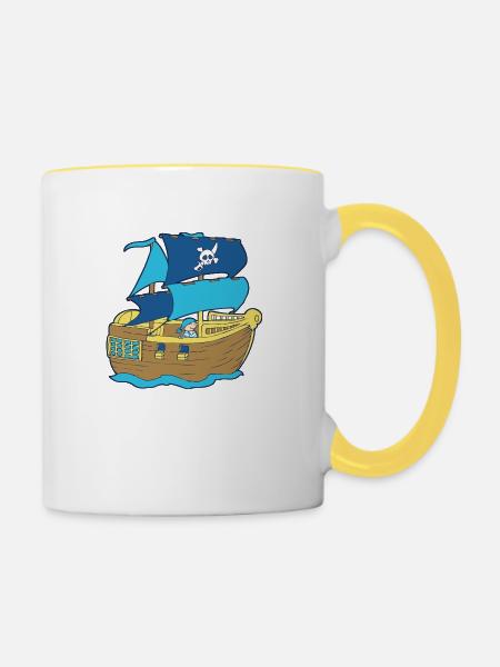 Pirate Boat - Tasse zweifarbig - Weiß/Gelb
