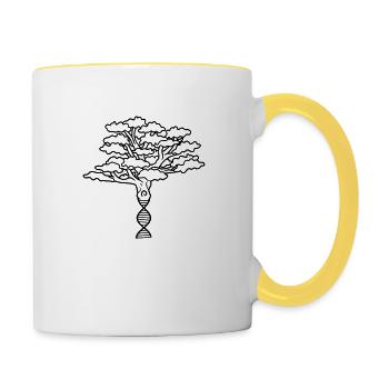 welt dna dns stammbaum natur erbgut vererben baum - Tasse zweifarbig - Weiß/Gelb - Rechts