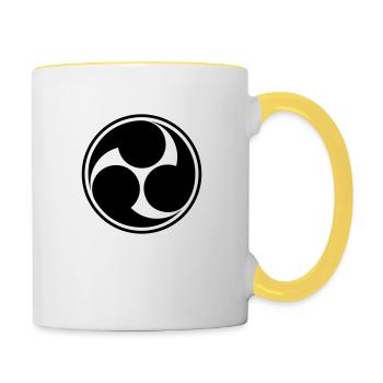 Shinto Tomoe Symbole japonais Karaté Judo Aïkido - Mug contrasté - blanc/jaune - Droite