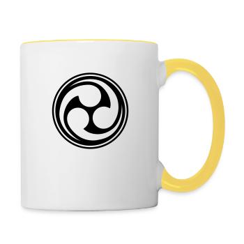 Shinto Trinity Japan Symbol Circle Kanji Triskele - Mug contrasté - blanc/jaune - Droite