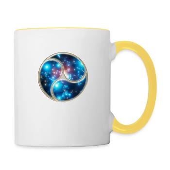 Yin Yang Balance Triskelion Galaxy Star Universe - Tasse zweifarbig - Weiß/Gelb - Rechts