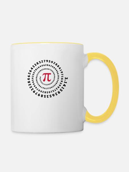 pi mathématiques π science spirale sans fin - Mug contrasté - blanc/jaune