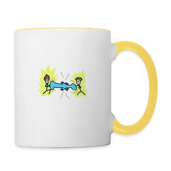 Combat d'anime - Mug contrasté - blanc/jaune - Droite